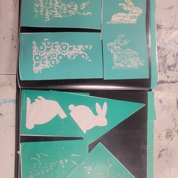 Bundle 4 ~ Reusable Silk Screen Stencils ~ 18 x 15 Binder~ Flowers, Garden, Bunn - Picture 5 of 16
